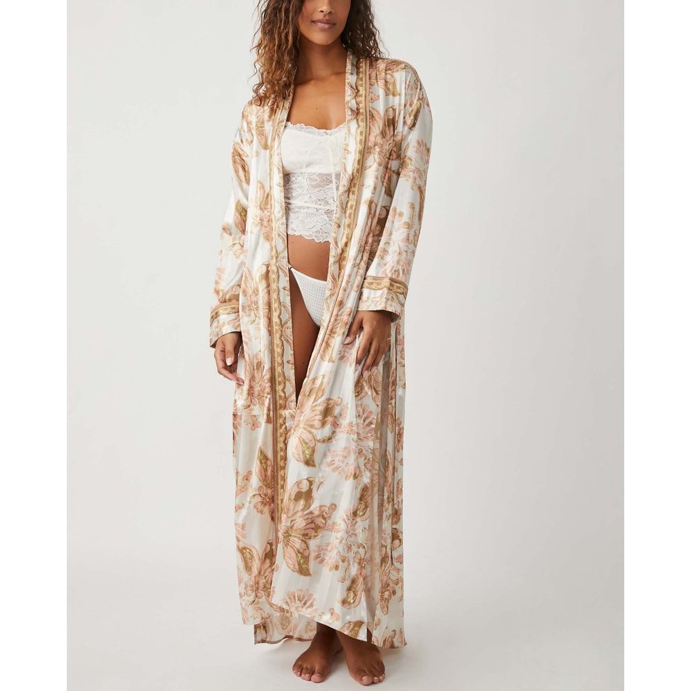 NWT Free People Pajama Party Holiday Robe / Tea Combo